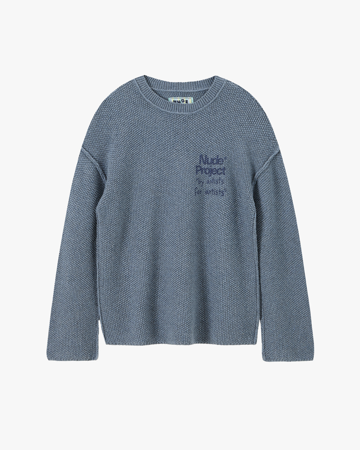 Reversed Seams Knit Sweater Blue