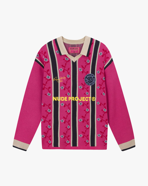 ROSEL FOOTBALL POLO KNIT PINK