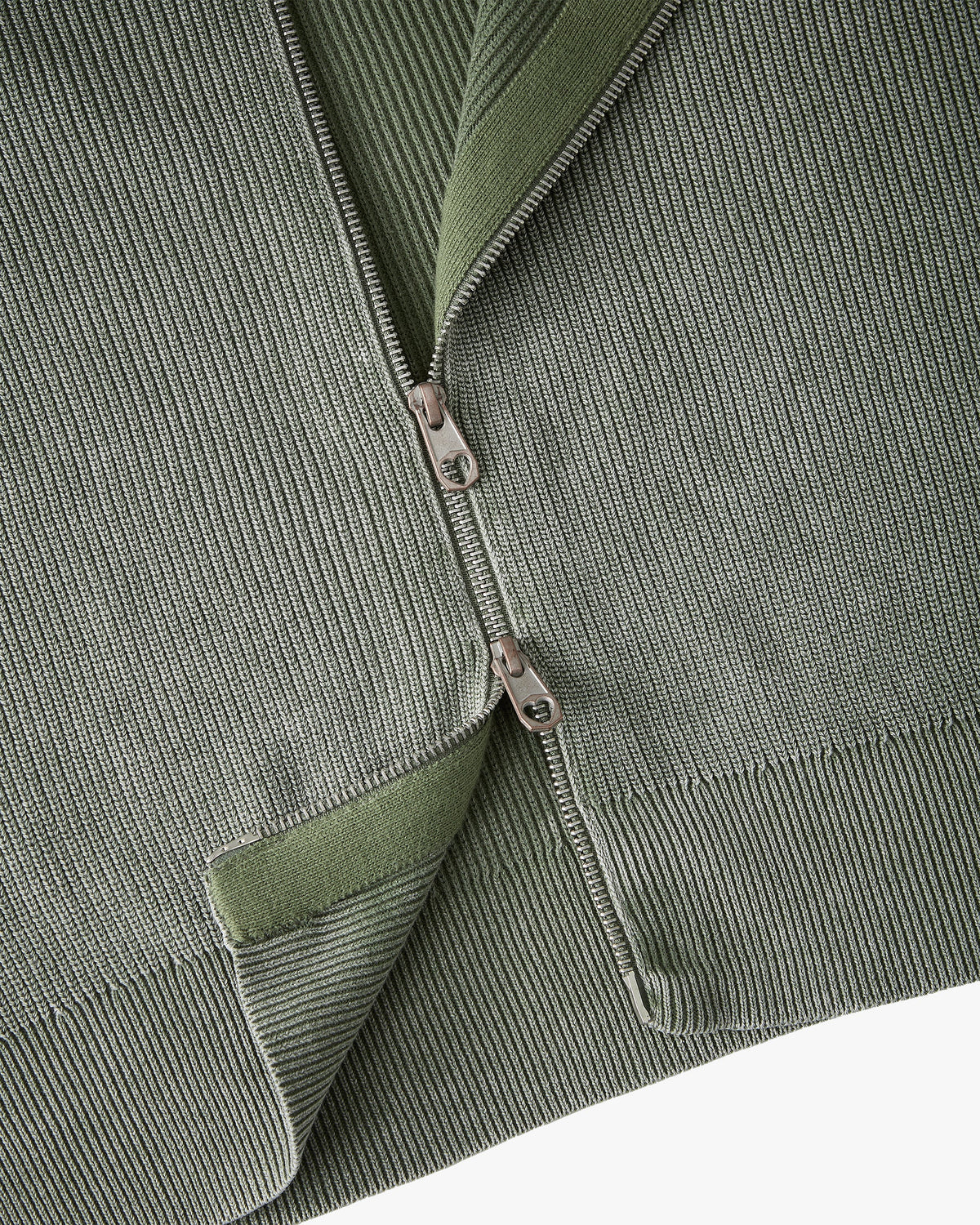 Shady Knit Zip-Up Cardigan Green