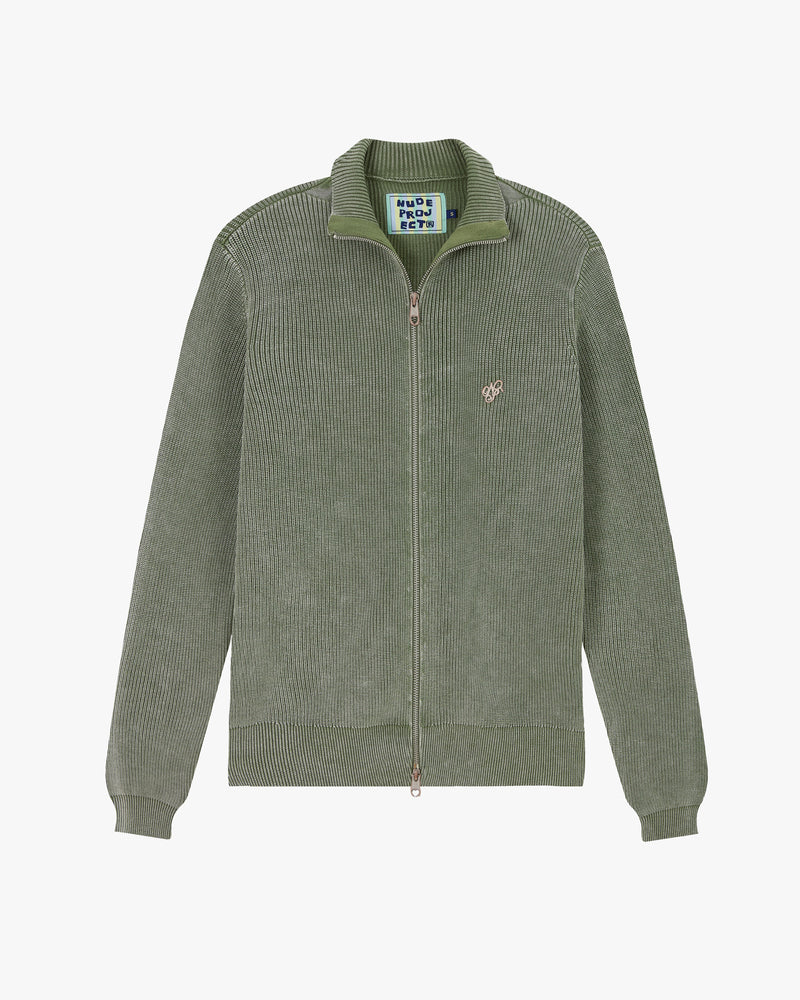 Shady Knit Zip-Up Cardigan Green