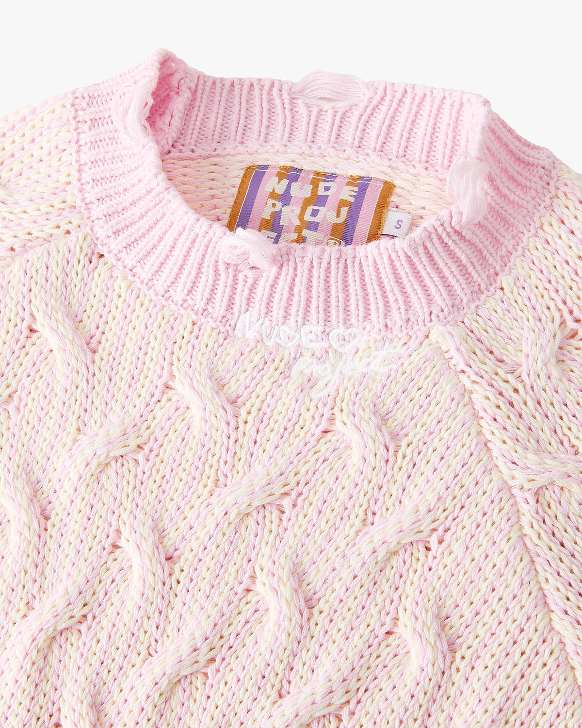Sour Cable Knit Sweater Pink