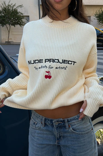 Wavy Knit Sweater Ivory