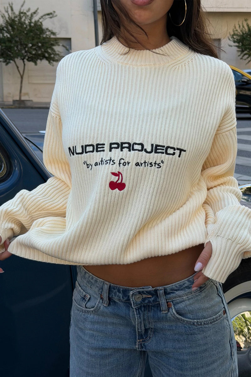 Wavy Knit Sweater Ivory