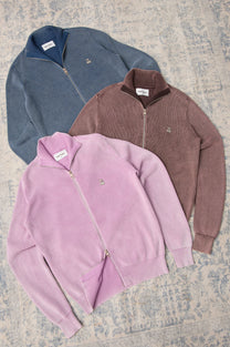 Shady Knit Zip-Up Cardigan Brown