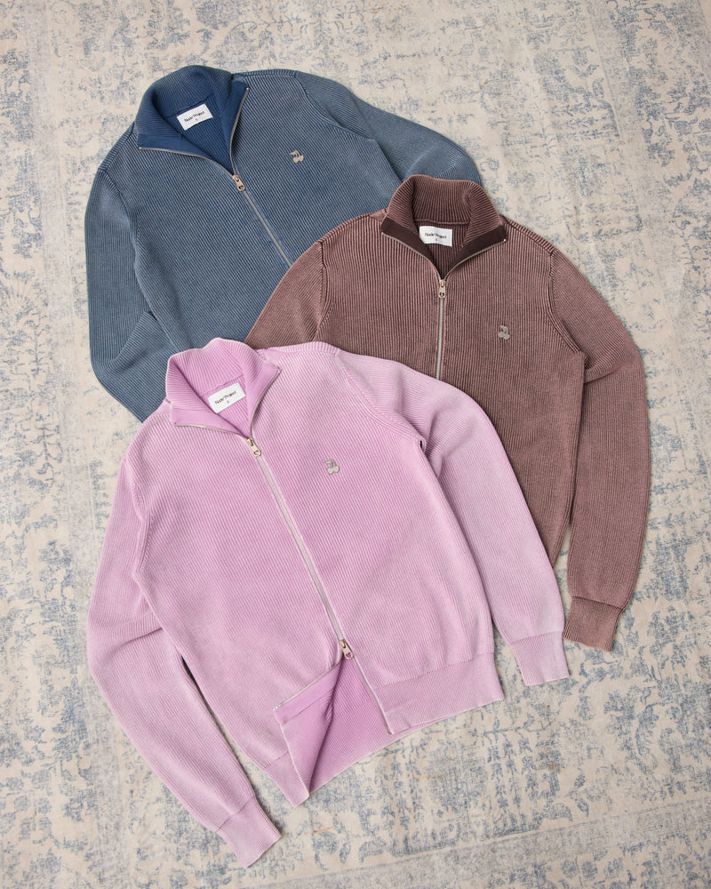 Shady Knit Zip-Up Cardigan Purple