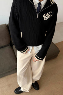 Ying-Yang Quarter-Zip Knit Black