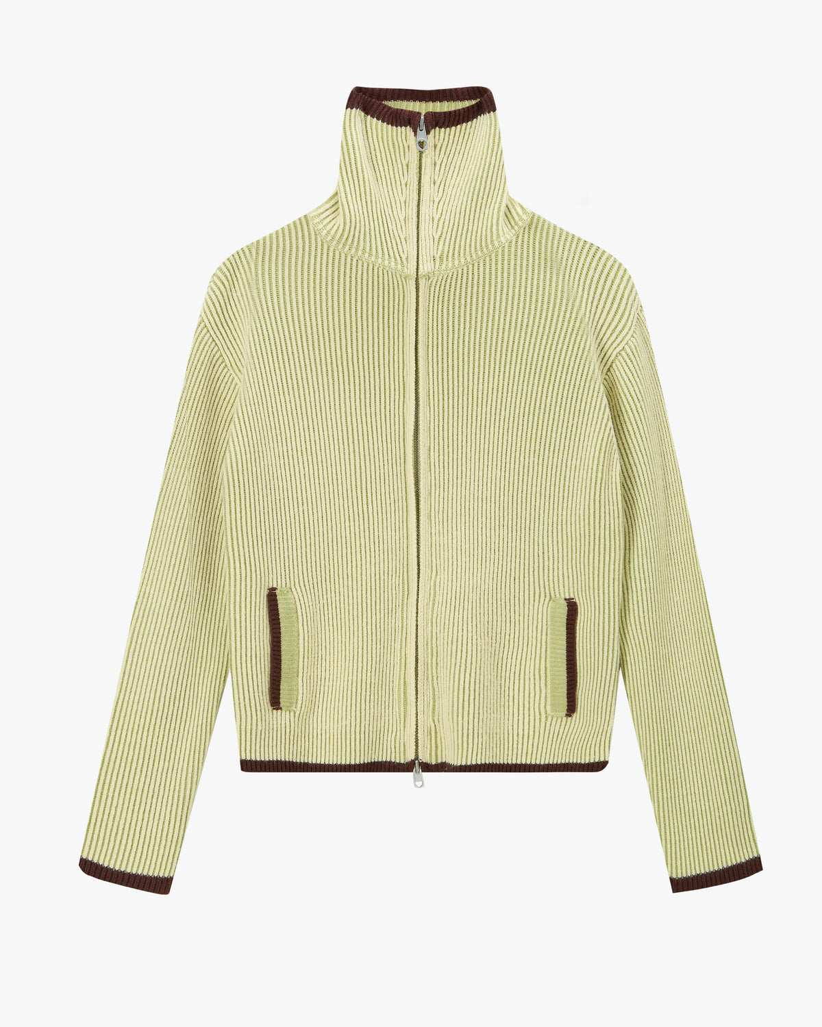 Classy Knit Zip-Up Cardigan Green