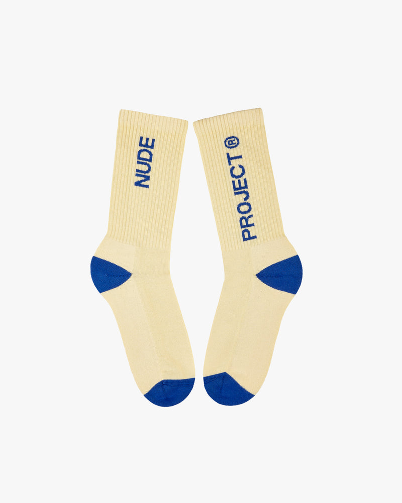 2 PACK LOGO SOCKS BLUE/YELLOW