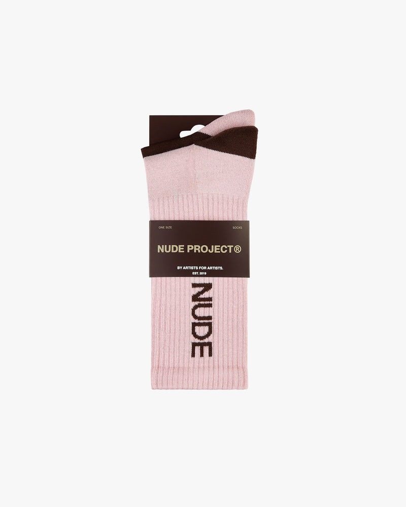 2 PACK LOGO SOCKS BROWN/PINK