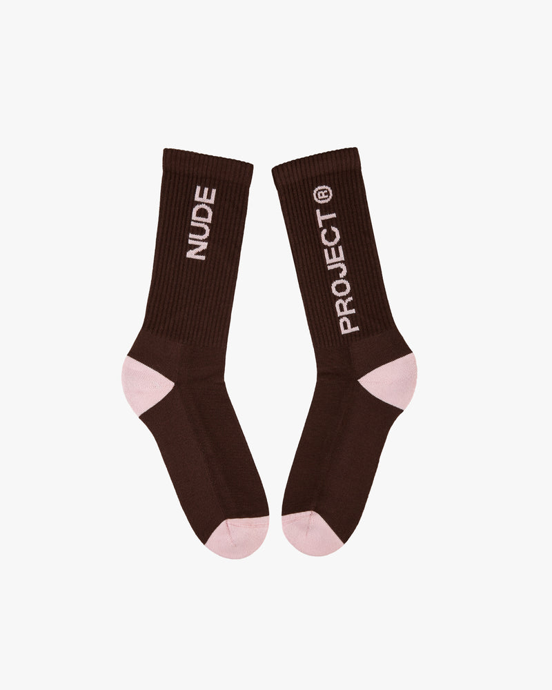 LOGO SOCKS BROWN/PINK 2XPACK