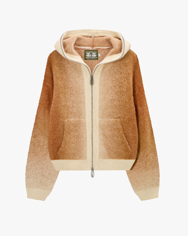 GRADIENT ZIP-UP HOODIE BROWN