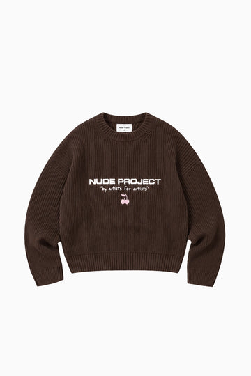 Wavy Knit Sweater Brown