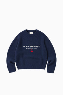 Wavy Knit Sweater Navy