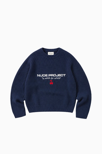 Wavy Knit Sweater Navy