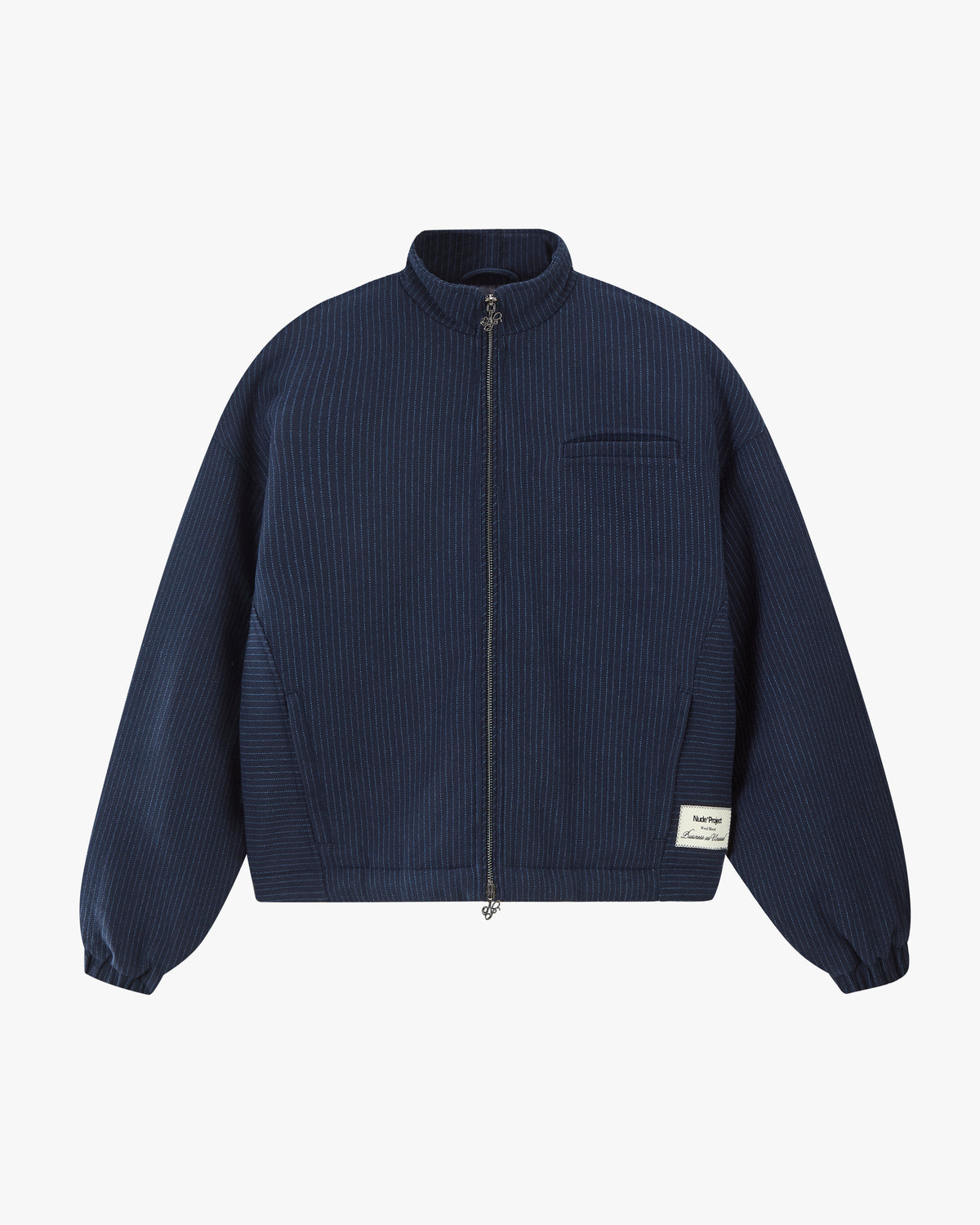 Wool Zip-Up Bomber Jacket Navy