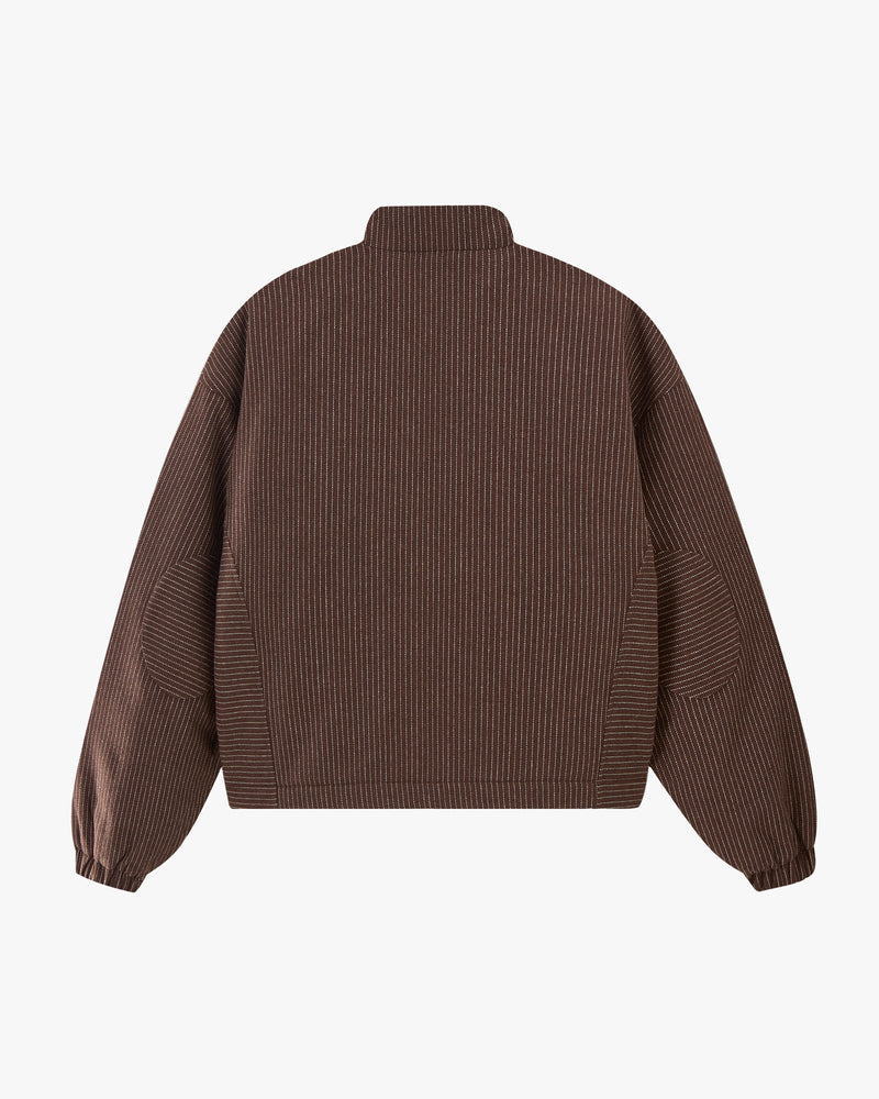 Wool Zip-Up Bomber Jacket Brown