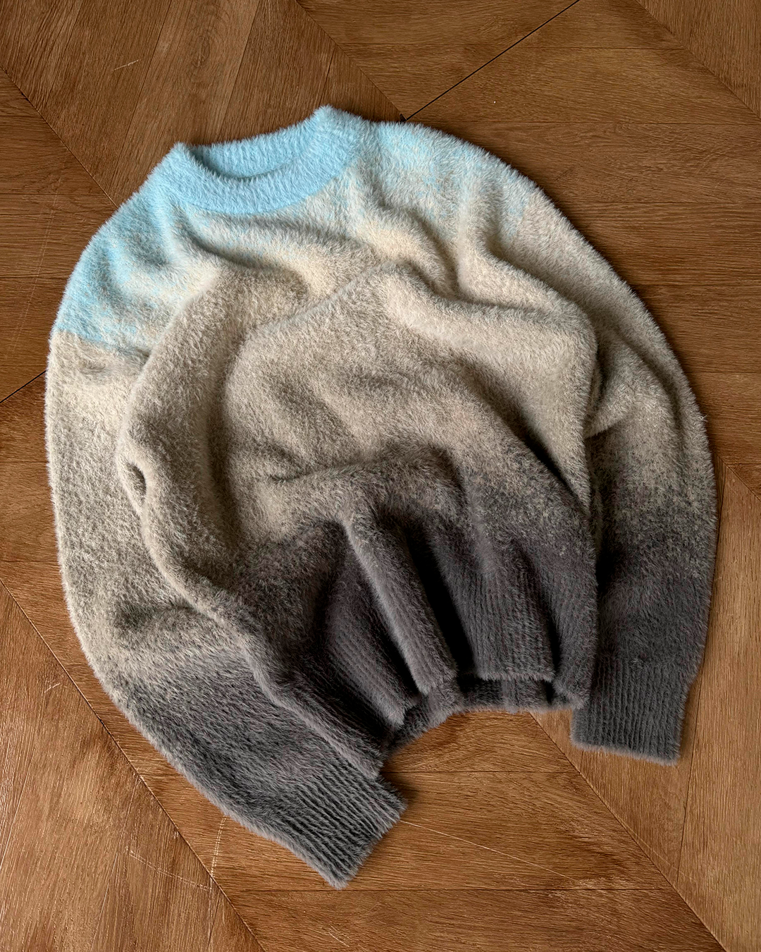Gradient Cozy Knit Sweater Baby Blue