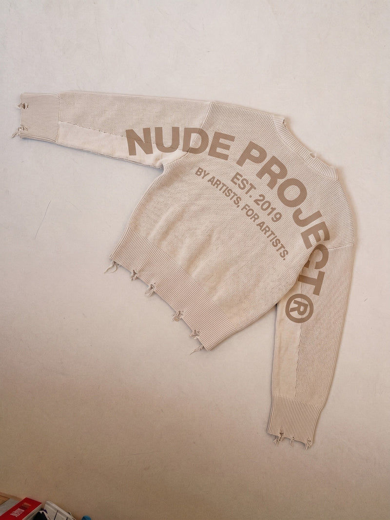 Perfect Cropped Knit Sweater Beige