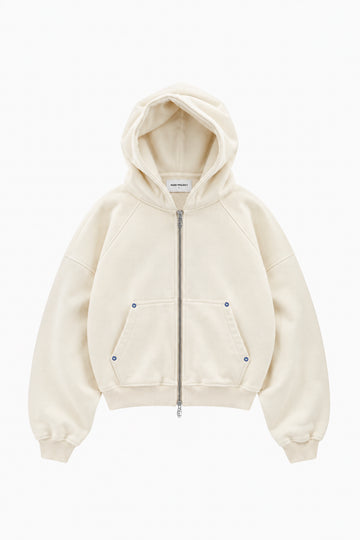 Sudadera Con Cremallera Blanco Crema