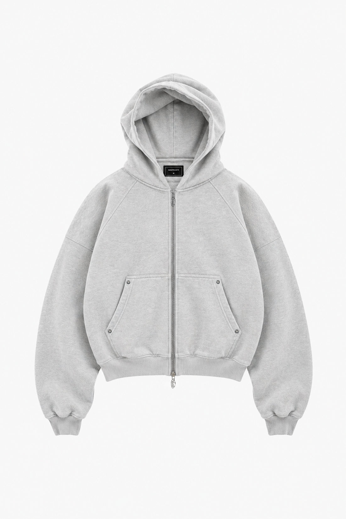 Beast Zip-up Hoodie Grey Melange
