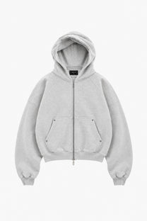 Beast Zip-up Hoodie Grey Melange