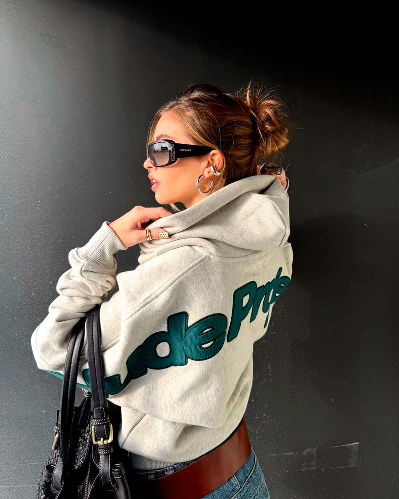 Beast Zip-up Hoodie Grey Melange