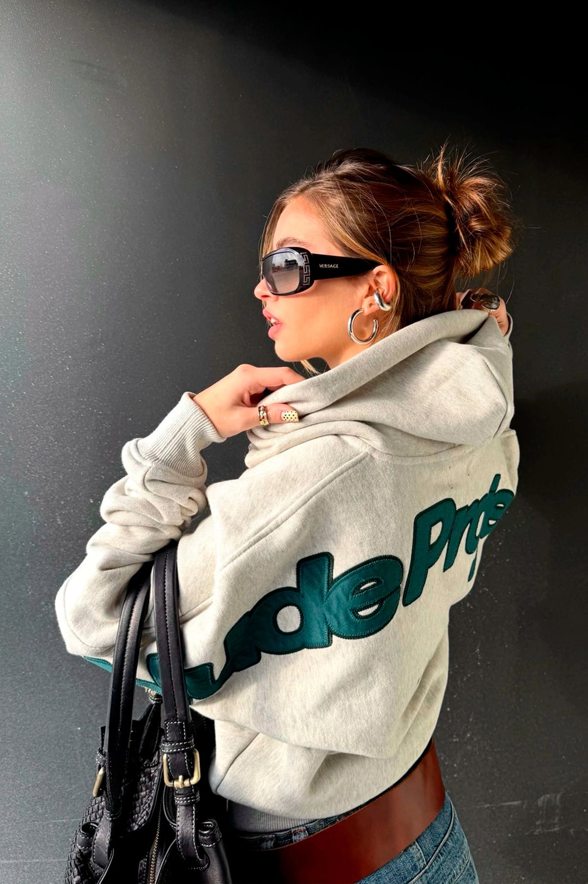 Beast Zip-up Hoodie Grey Melange