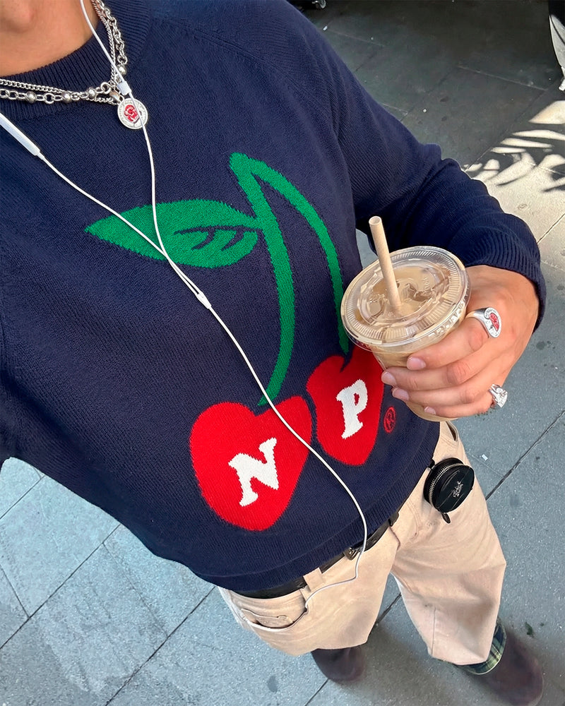 Cerise Knit Sweater Navy