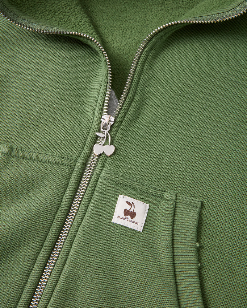 Script Zip-Up Hoodie Green