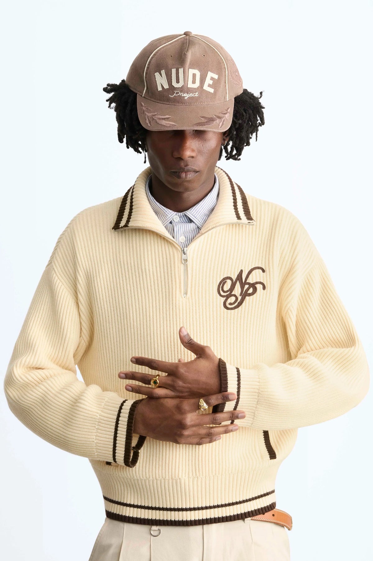 Ying-Yang Quarter-Zip Knit Off-white