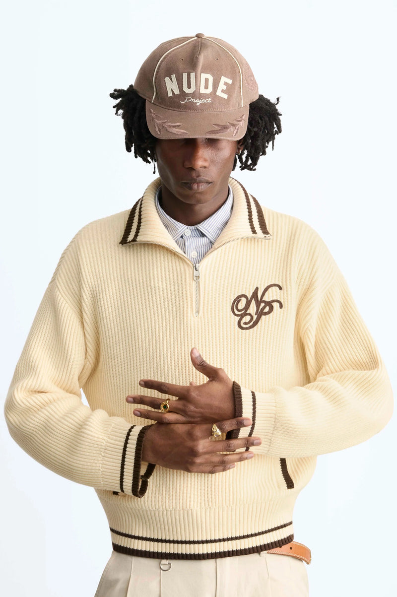 Ying-Yang Quarter-Zip Knit Off-white