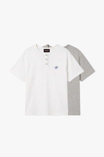 Henley Neck Tee White/Grey 2xPack