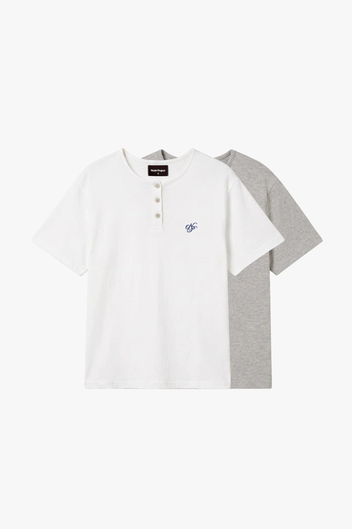 Henley Neck Tee White/Grey 2xPack