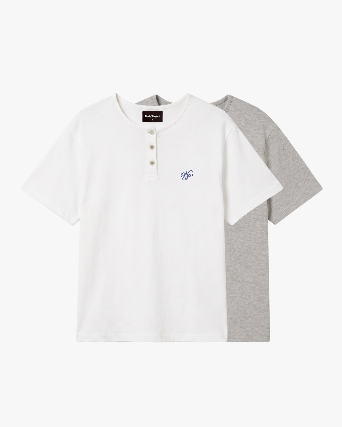 Henley Neck Tee White/Grey 2xPack