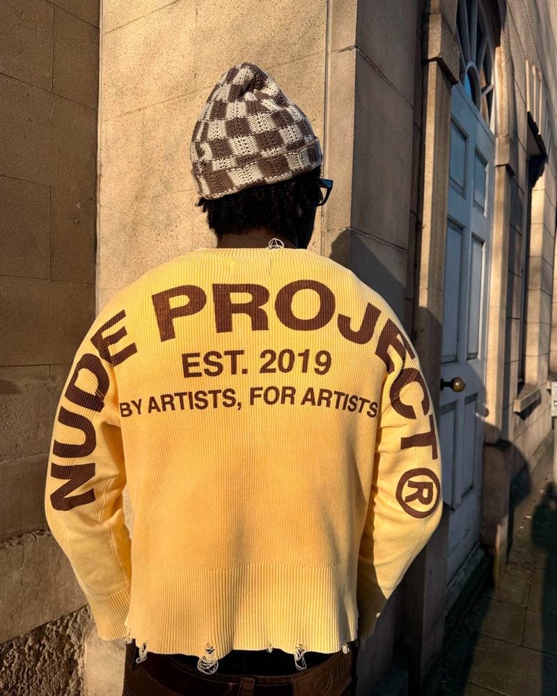 Perfect Cropped Knit Sweater Yellow