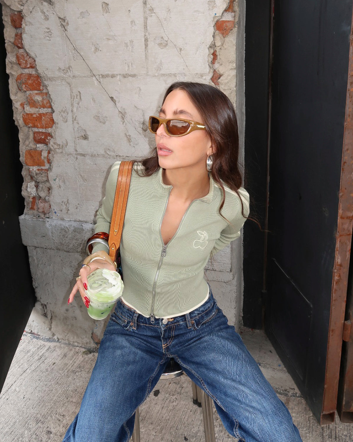 Cherries Full-Zip Knit Green